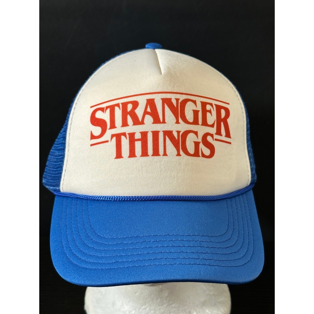 Stranger Things Netflix Blue White Mesh Snapback Trucker Hat‎ Cap Official Logo